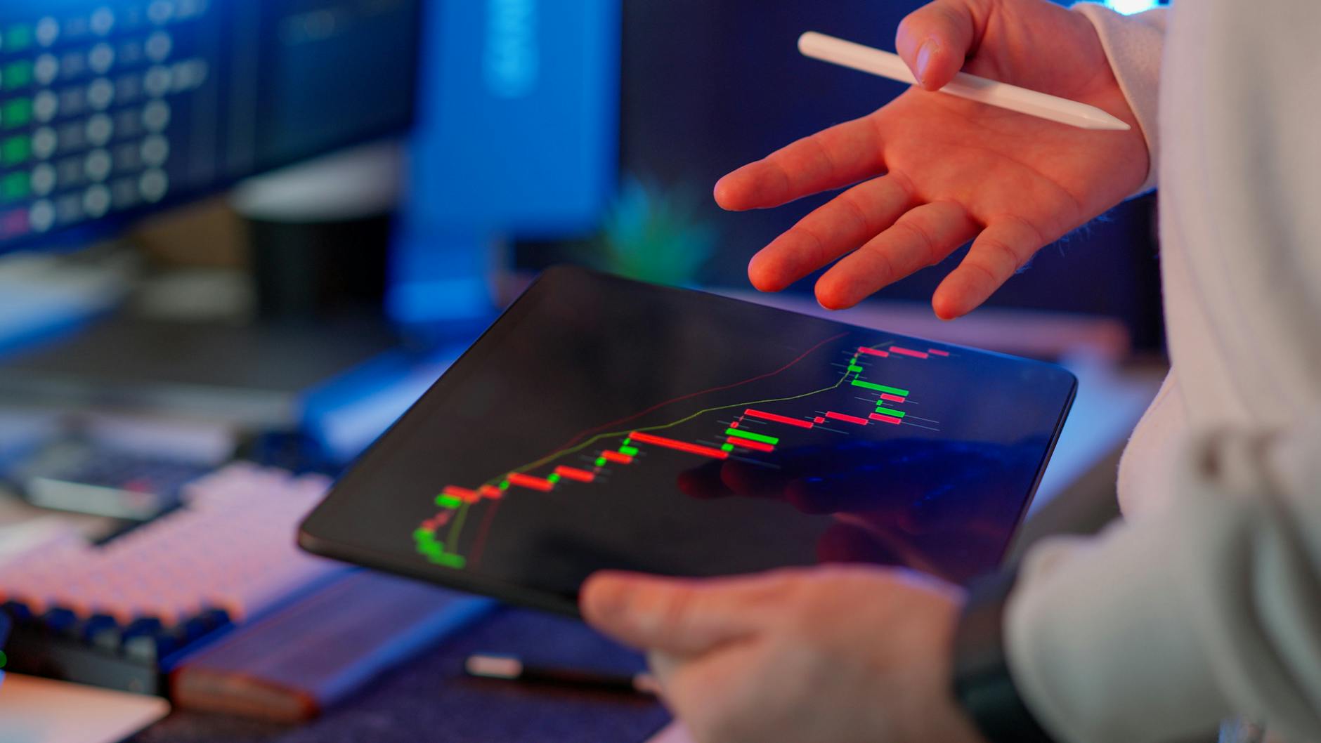 analyzing financial trends on a digital tablet